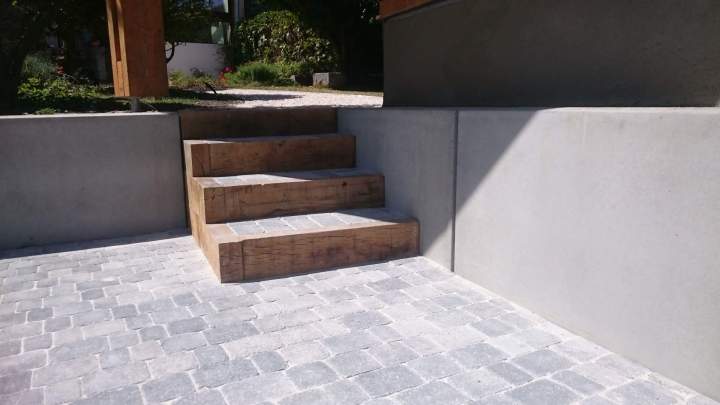 escalier bois avec pavés intégrés